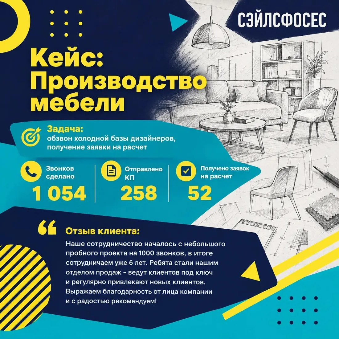 Кейс: Производство мебели — 52 заявки на расчёт
